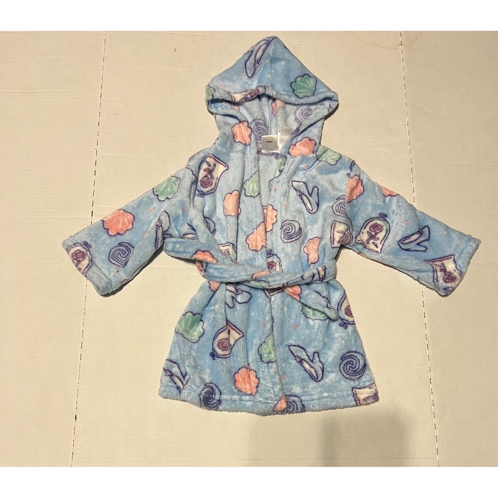 Disney Princess Toddler Girl Hooded Robe Fleece Beauty and the Beast Size XXS 2T